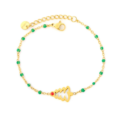 Embrace Festive Holiday Cheer with a Vibrant Red Beaded Christmas Tree Bracelet
