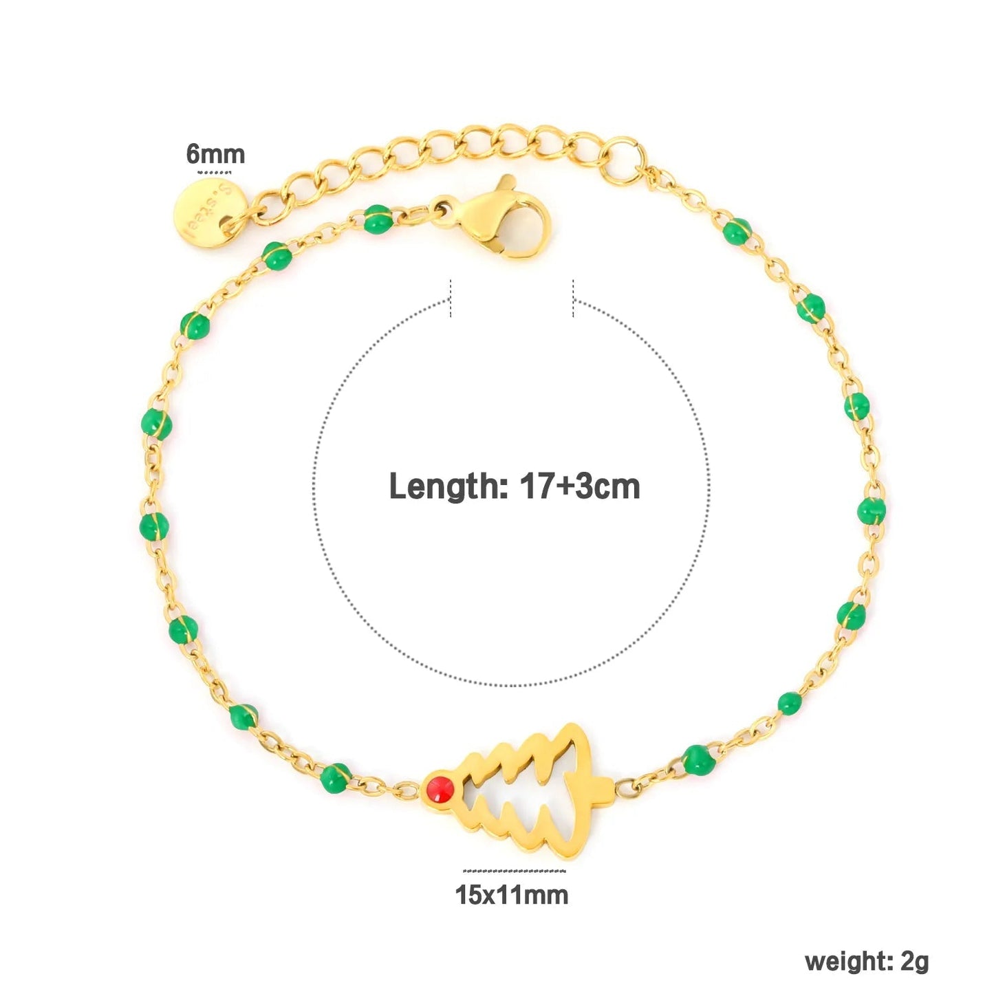 Embrace Festive Holiday Cheer with a Vibrant Red Beaded Christmas Tree Bracelet