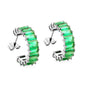 Vintage Green Baguette Cut Zircon Channel Set C-Shape Stud Earrings
