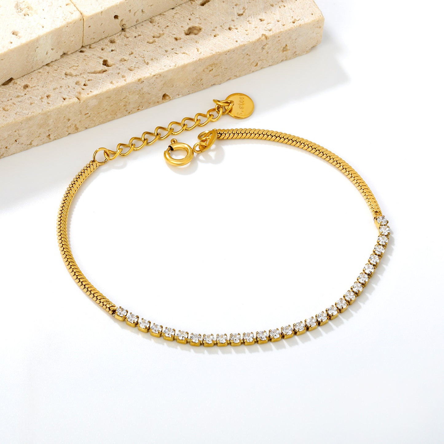 Wholesale Modern Half CZ Half Snake Chain Tennis Bracelet