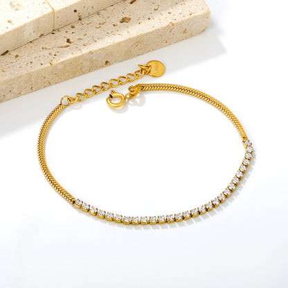 Wholesale Modern Half CZ Half Snake Chain Tennis Bracelet