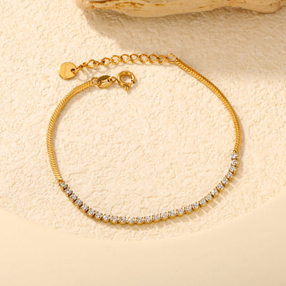 Wholesale Modern Half CZ Half Snake Chain Tennis Bracelet