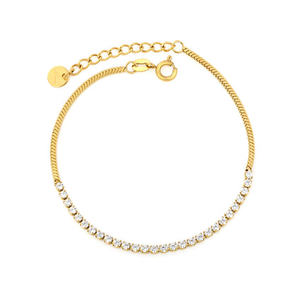 Wholesale Modern Half CZ Half Snake Chain Tennis Bracelet