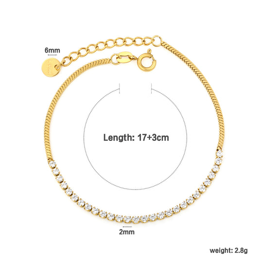 Wholesale Modern Half CZ Half Snake Chain Tennis Bracelet