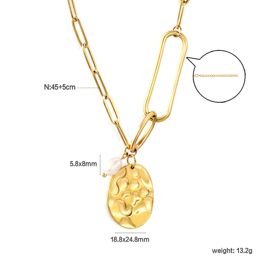 Embrace French Vintage Elegance with a Hammered Oval Tag and Baroque Pearl