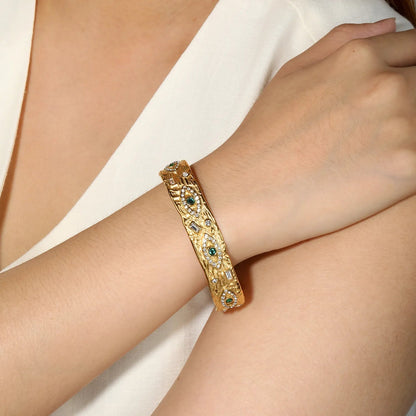 Bulk 62mm length 13.5mm width hammered texture evil eye cuff bangle 304L