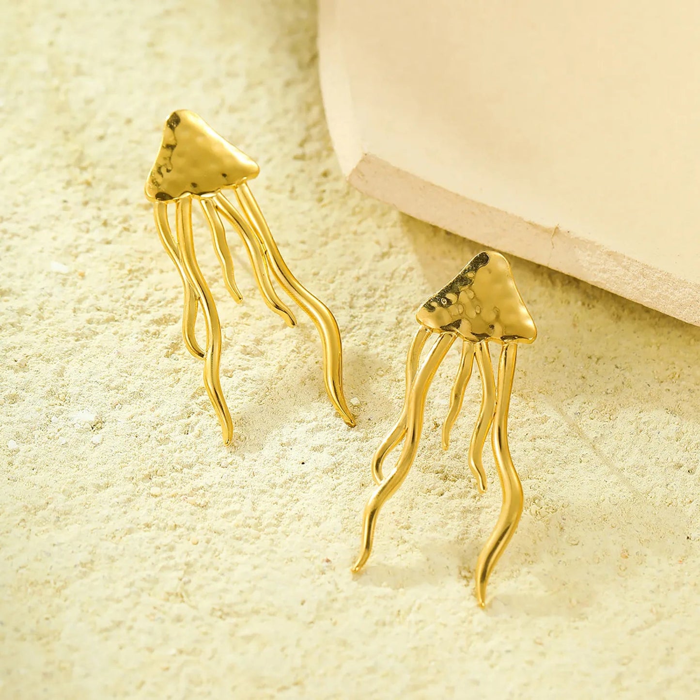 High End Designer Style Hammered Jellyfish Long Statement Earrings Bulk
