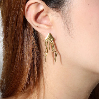 High End Designer Style Hammered Jellyfish Long Statement Earrings Bulk