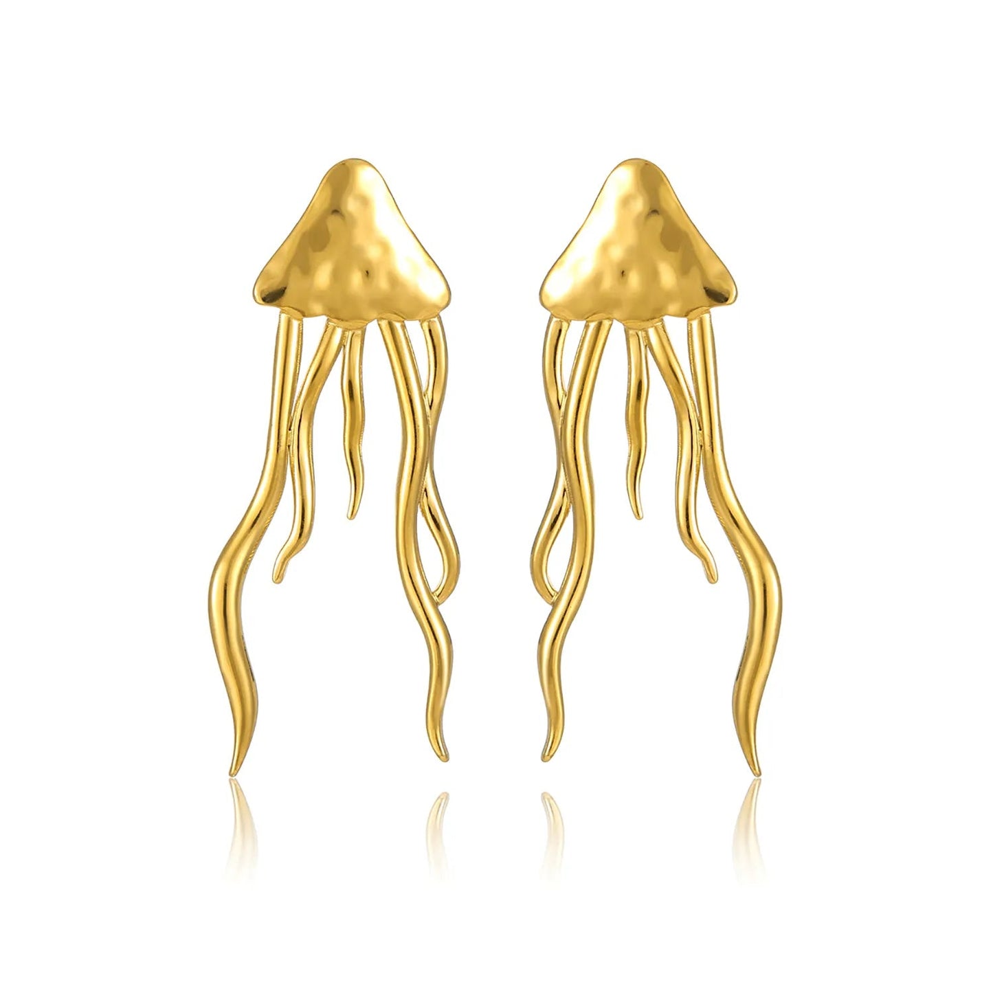 High End Designer Style Hammered Jellyfish Long Statement Earrings Bulk