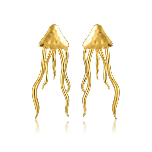 High End Designer Style Hammered Jellyfish Long Statement Earrings Bulk
