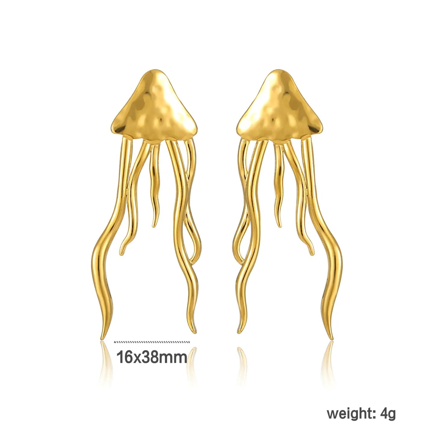 High End Designer Style Hammered Jellyfish Long Statement Earrings Bulk