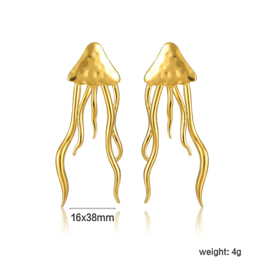High End Designer Style Hammered Jellyfish Long Statement Earrings Bulk