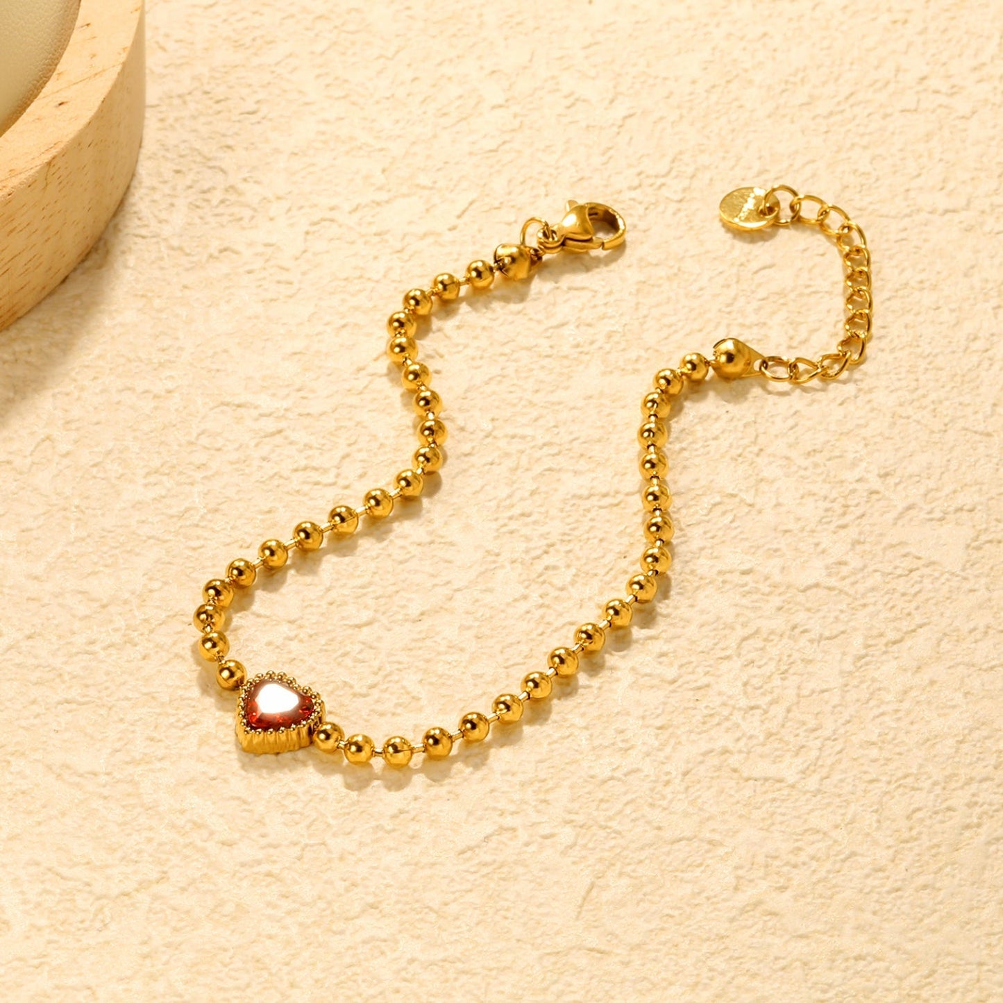 Minimalist 304L Stainless Steel Heart CZ Beaded Bracelet for Women