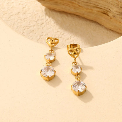 Wholesale double-tier tiered round four-claw CZ studs supplier