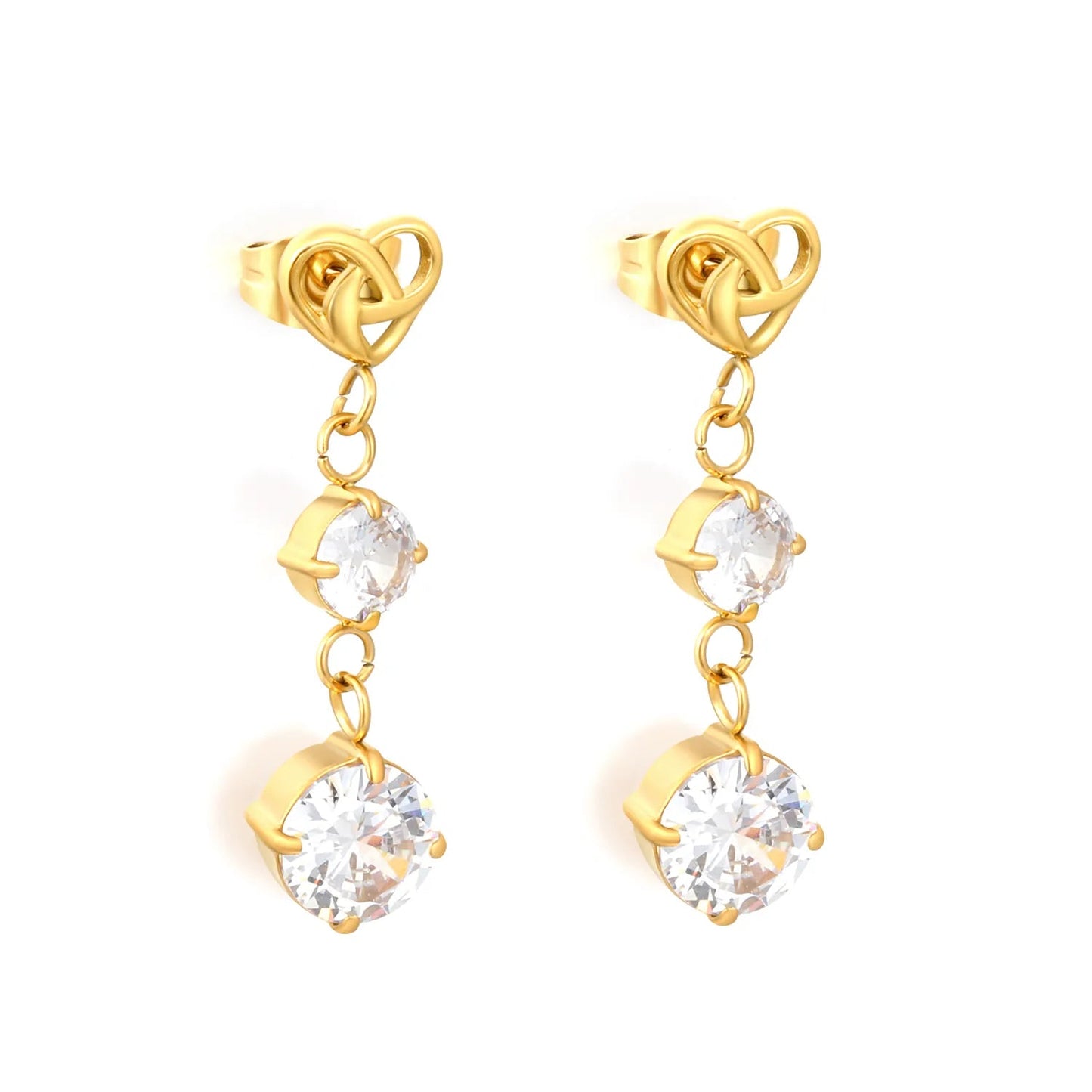 Wholesale double-tier tiered round four-claw CZ studs supplier