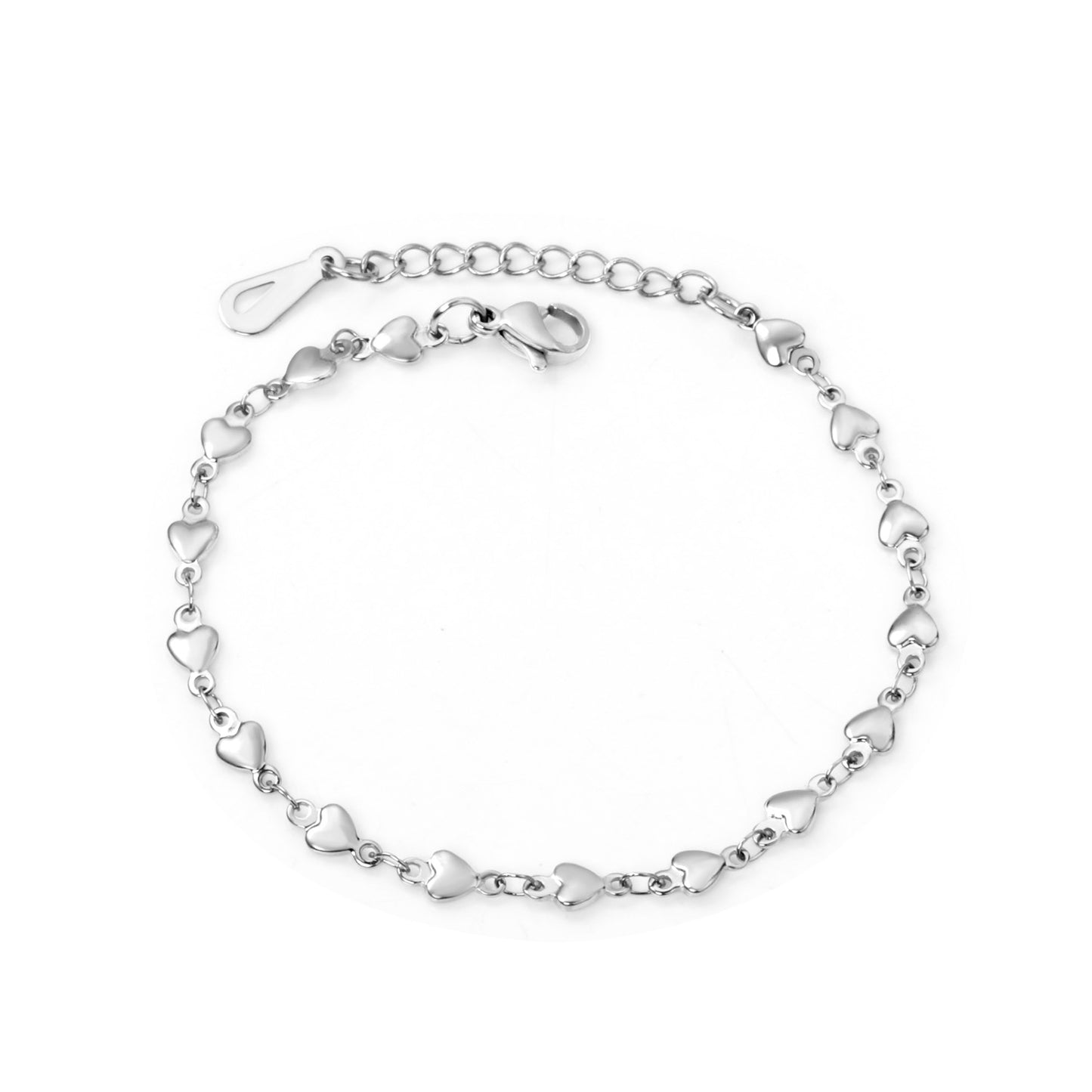 heart-link-chain-bracelet-Silver