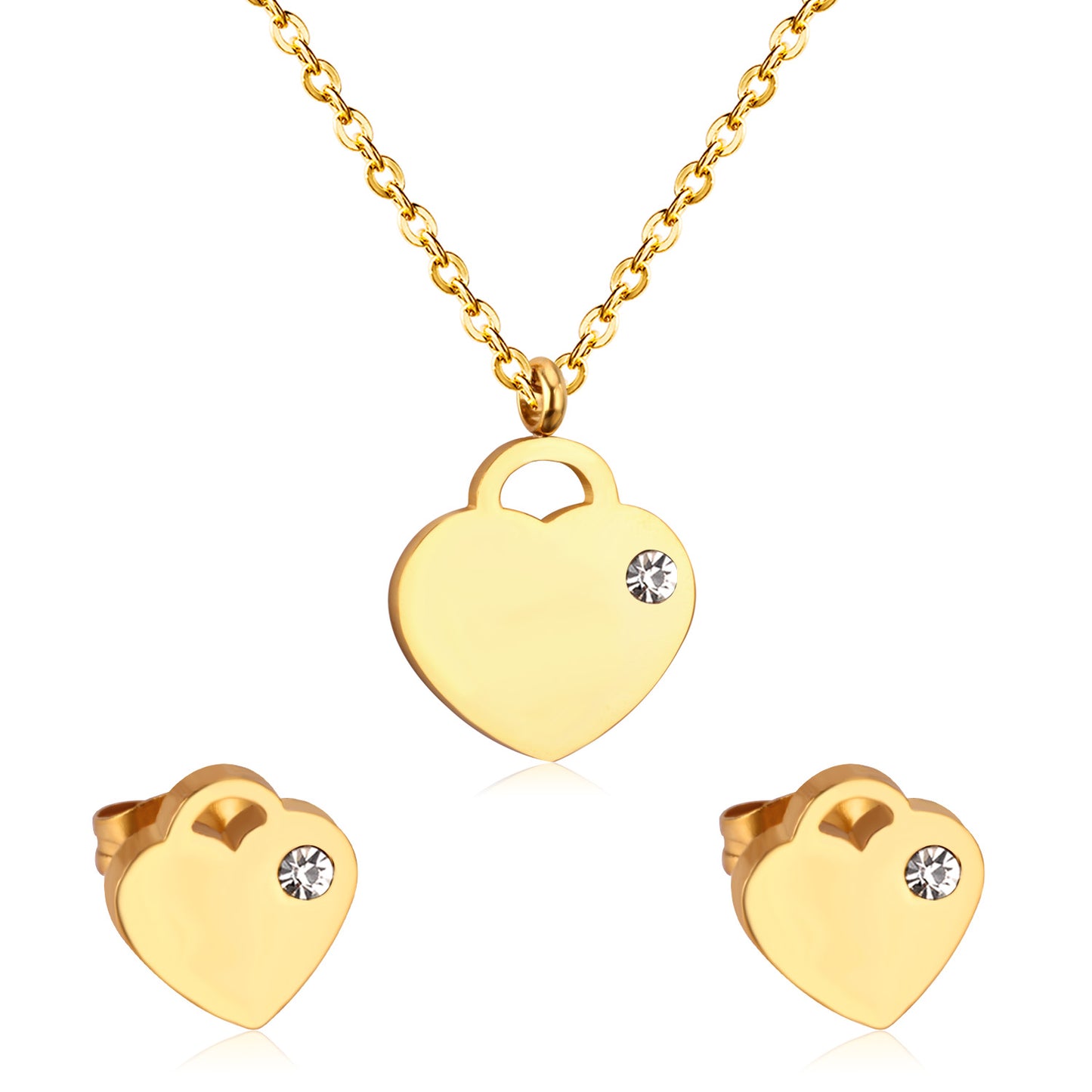 heart cz jewelry stainless steel