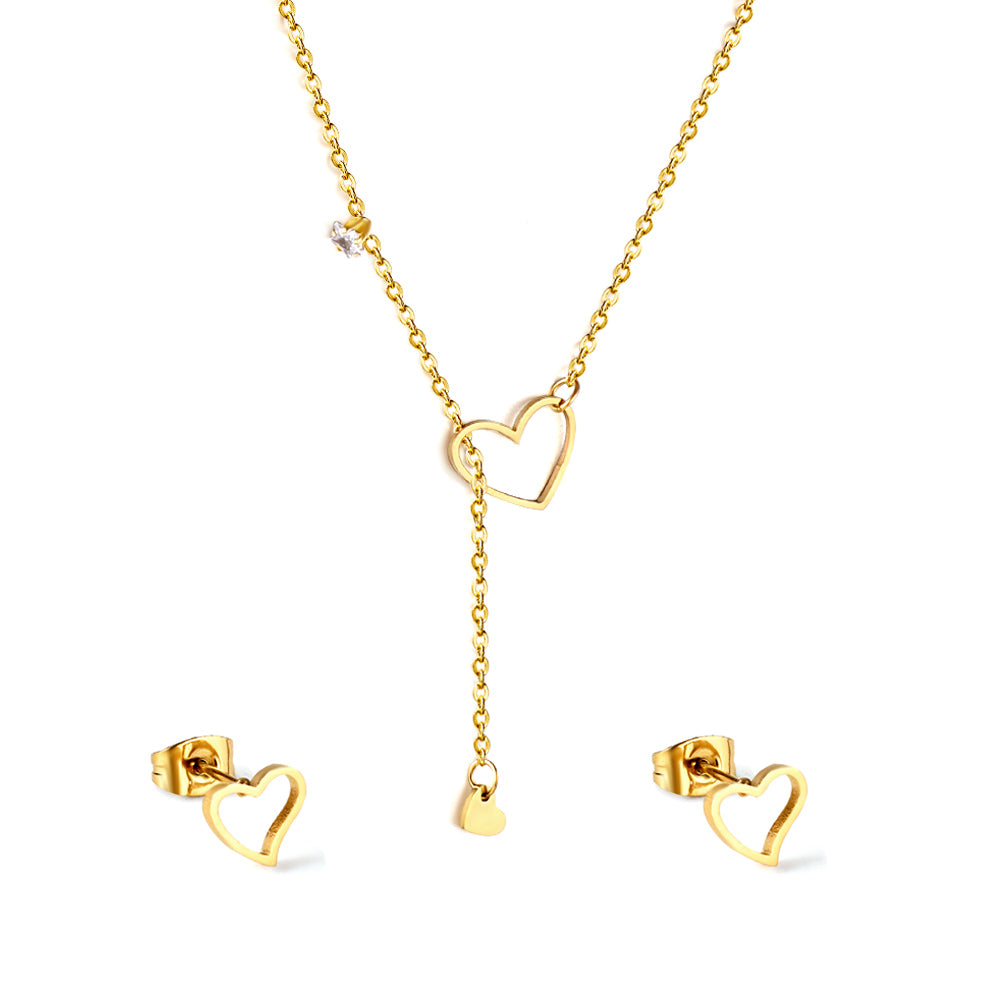 heart cz layered jewelry set