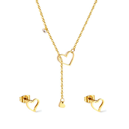 heart cz layered jewelry set
