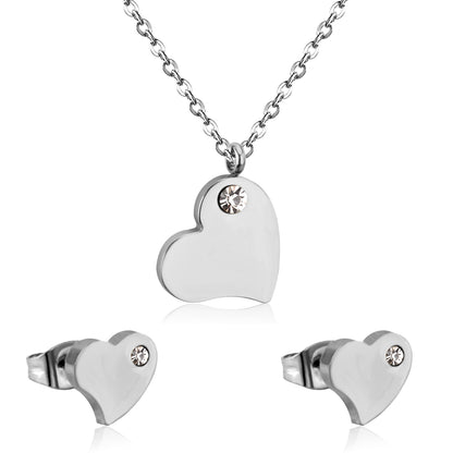 heart diamond jewelry set stainless-steel