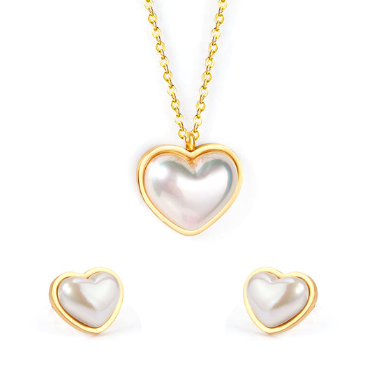 heart pearl gold border jewelry