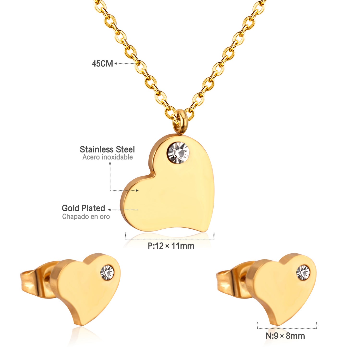 heart pendant dimension diagram