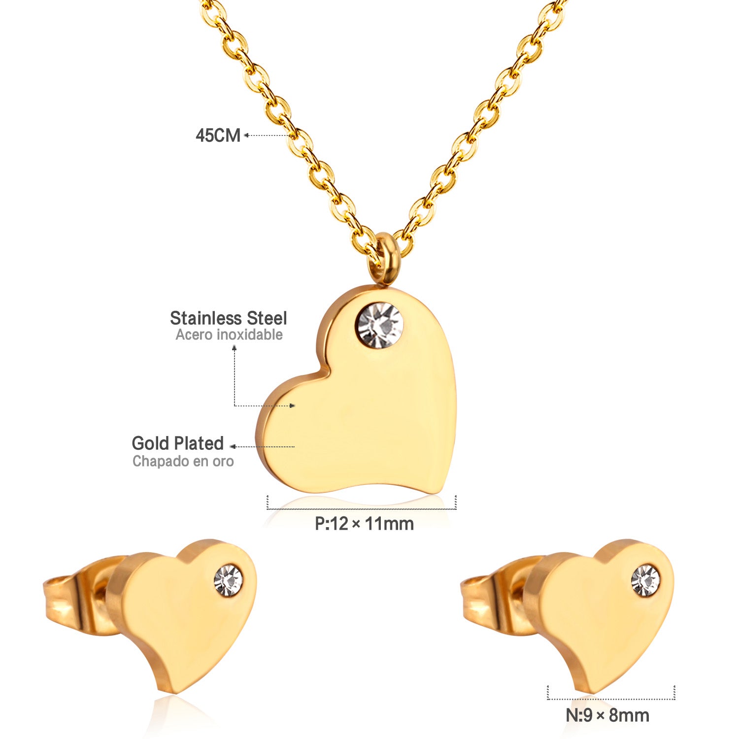 heart pendant dimension diagram