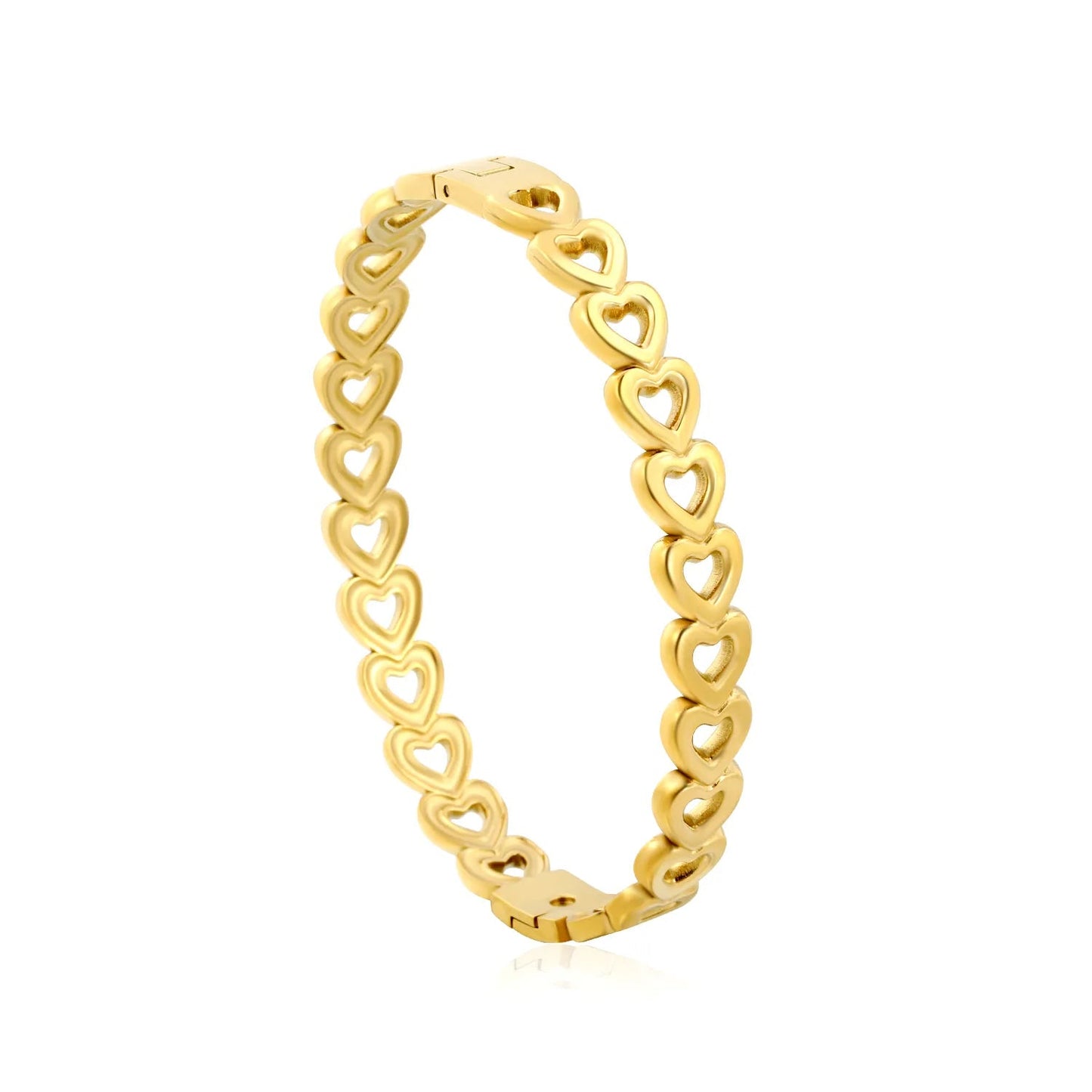 Romantic Whispers: Delicate Continuous Cutout Heart Hinged Bangle