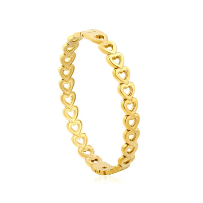Romantic Whispers: Delicate Continuous Cutout Heart Hinged Bangle