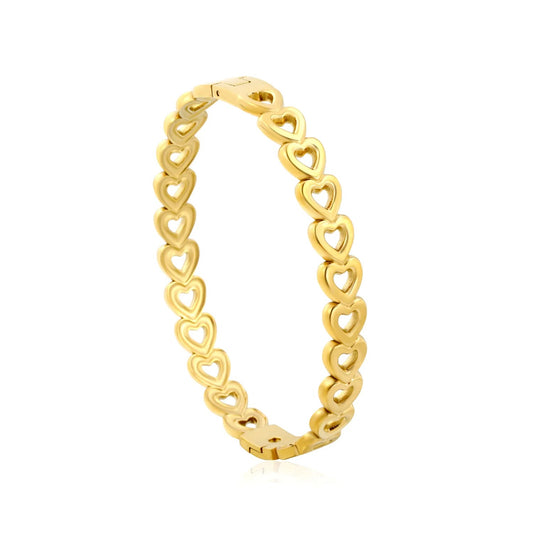 Romantic Whispers: Delicate Continuous Cutout Heart Hinged Bangle