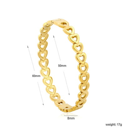 Romantic Whispers: Delicate Continuous Cutout Heart Hinged Bangle