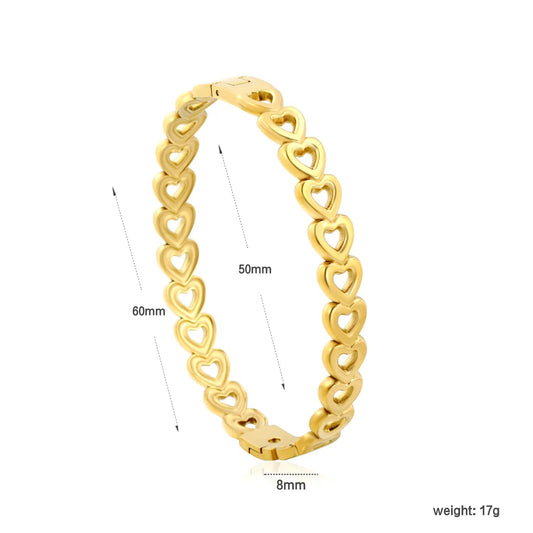 Romantic Whispers: Delicate Continuous Cutout Heart Hinged Bangle