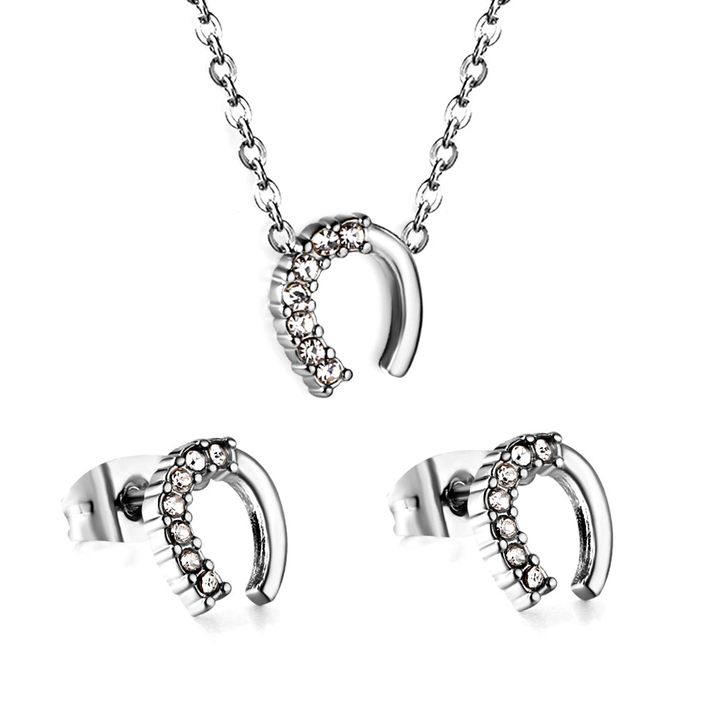 horseshoe cz jewelry gold-steel