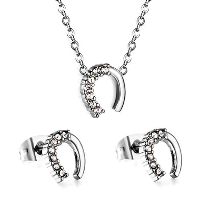 horseshoe cz jewelry gold-steel