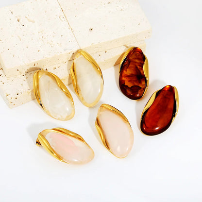 Vintage Irregular Resin Stud Earrings 304L Stainless Steel
