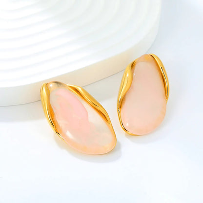 Vintage Irregular Resin Stud Earrings 304L Stainless Steel