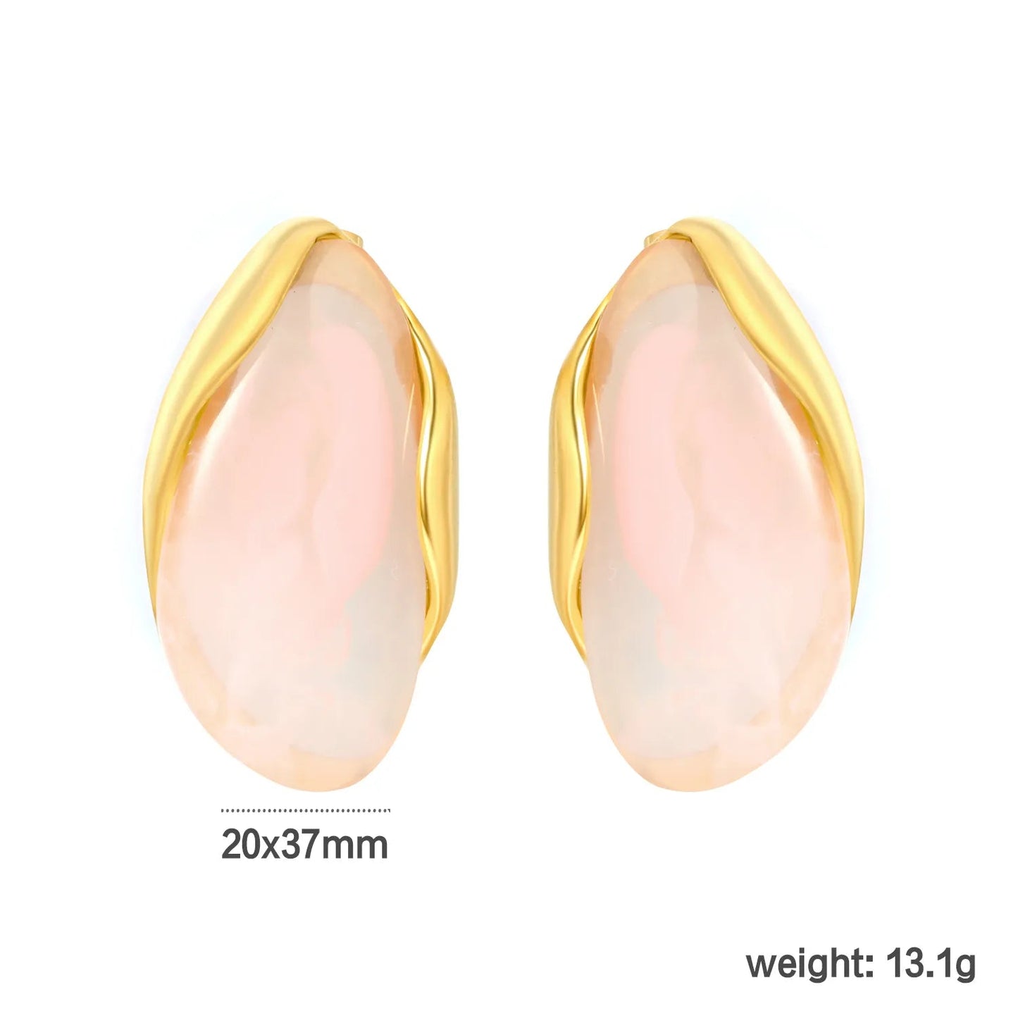 Vintage Irregular Resin Stud Earrings 304L Stainless Steel
