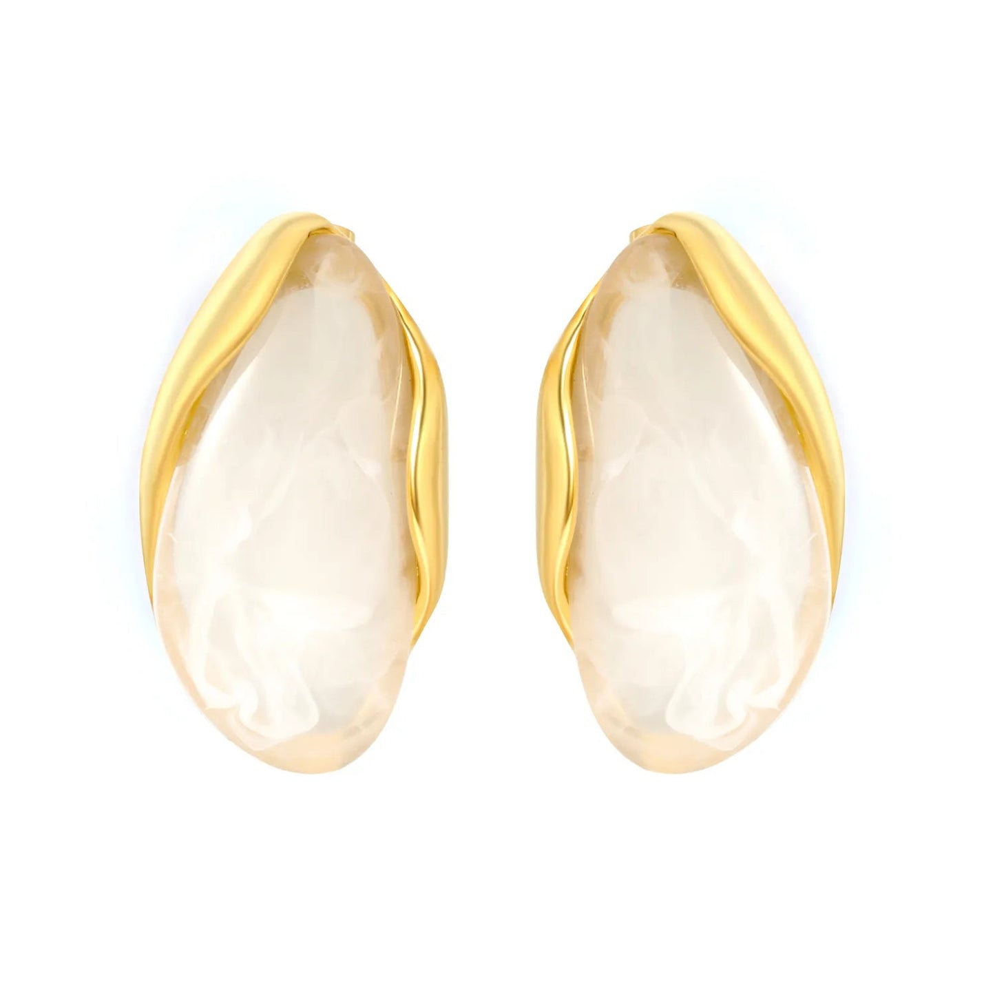 Vintage Irregular Resin Stud Earrings 304L Stainless Steel