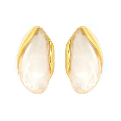 Vintage Irregular Resin Stud Earrings 304L Stainless Steel
