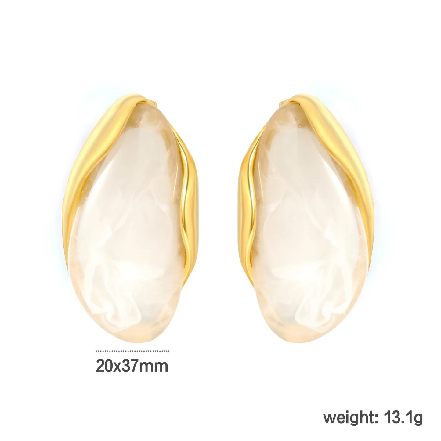 Vintage Irregular Resin Stud Earrings 304L Stainless Steel
