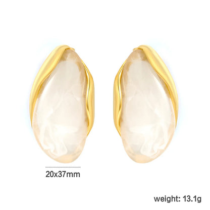 Vintage Irregular Resin Stud Earrings 304L Stainless Steel