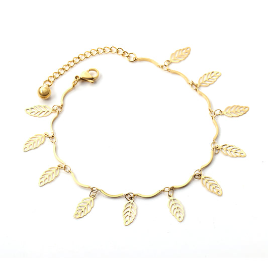 leaf cutout anklet stainless