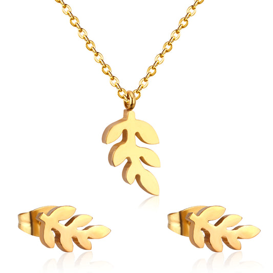 leaf texture jewelry stainless steel