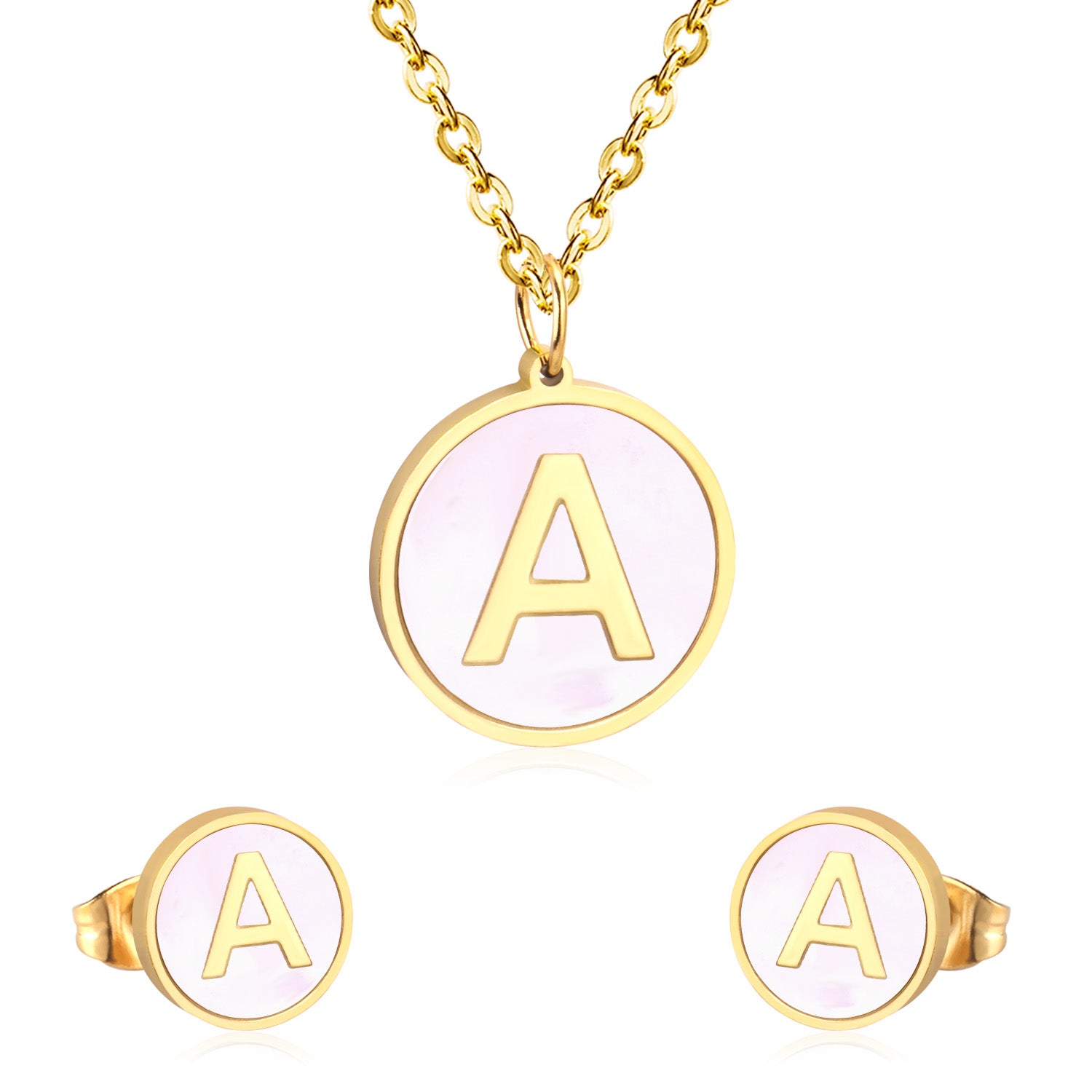 letter a jewelry gold stainless-A