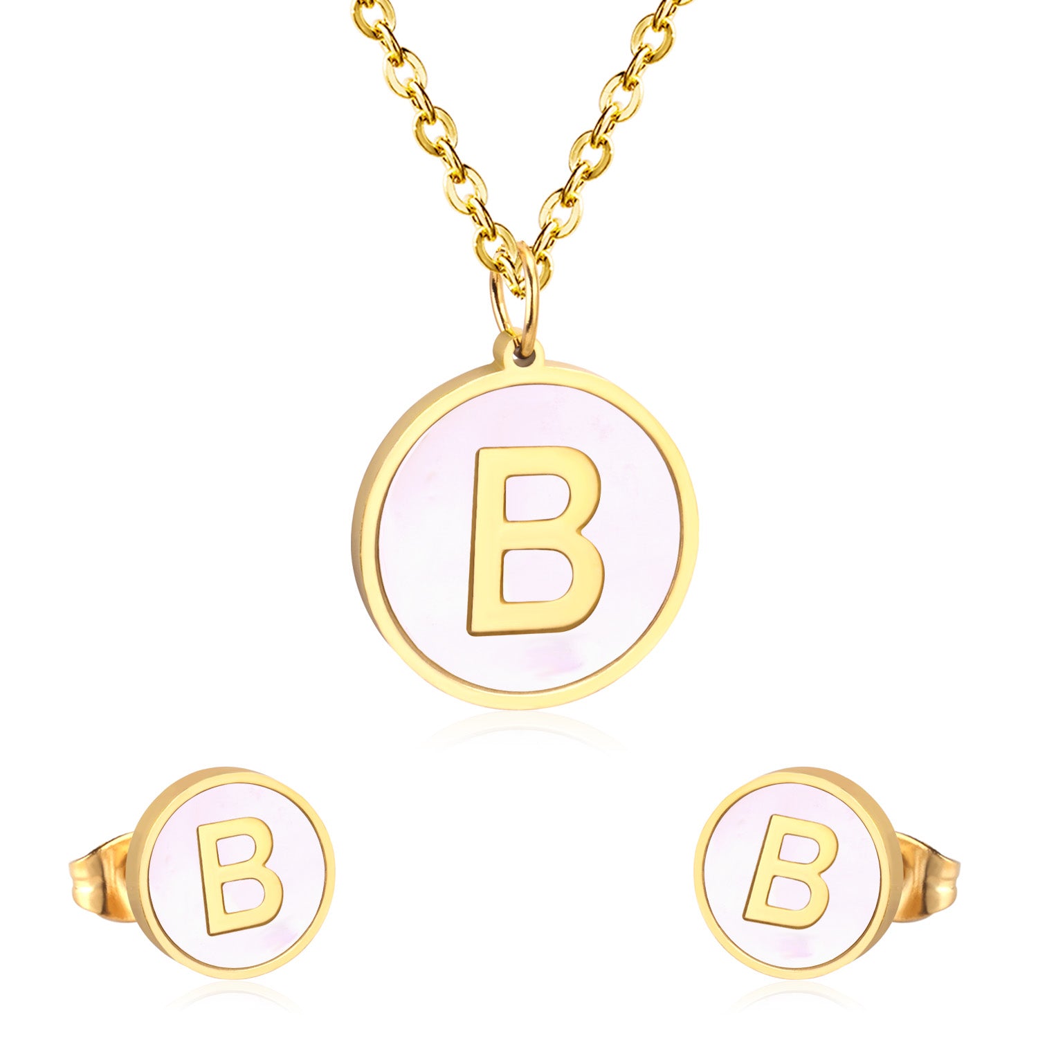 letter a jewelry gold stainless-B