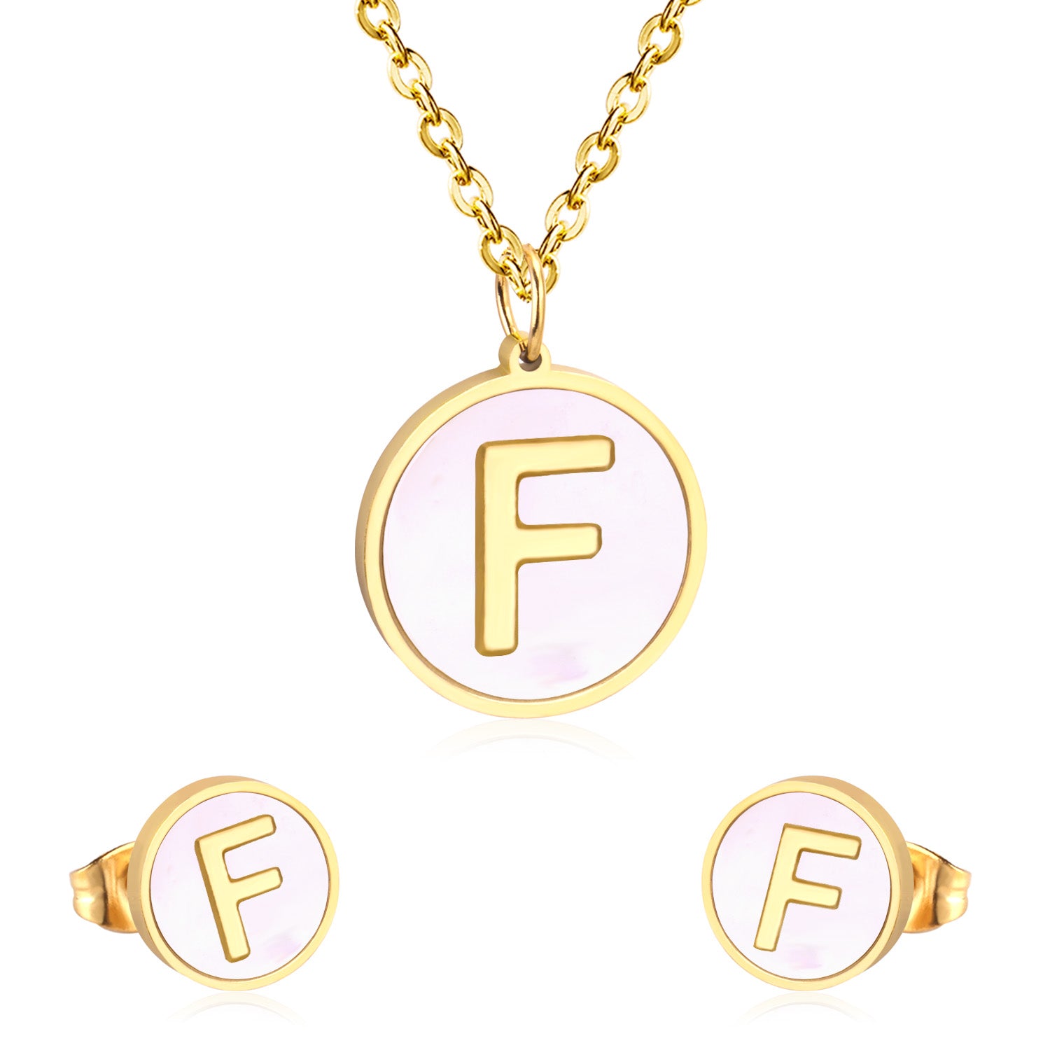 letter a jewelry gold stainless-F