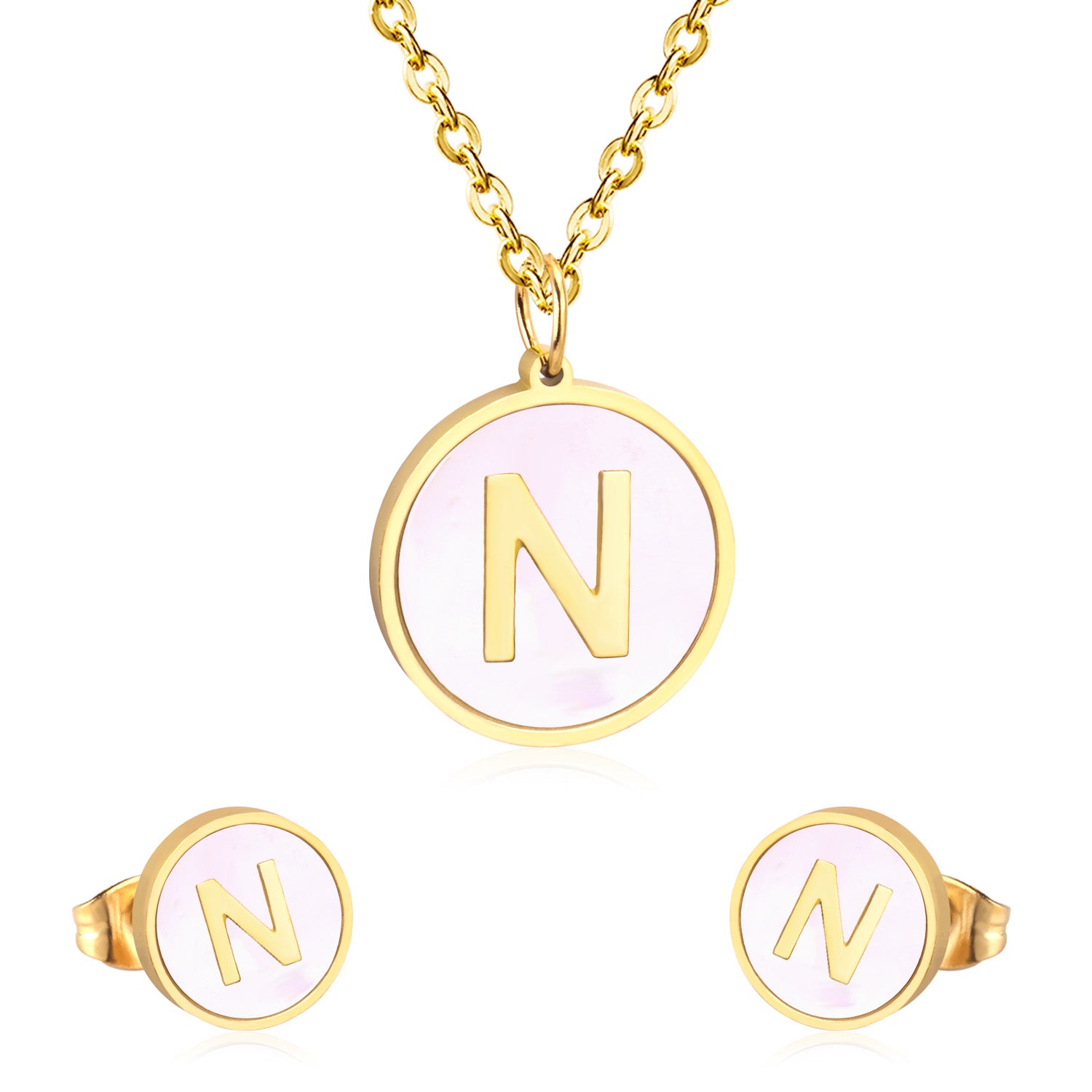 letter a jewelry gold stainless-N