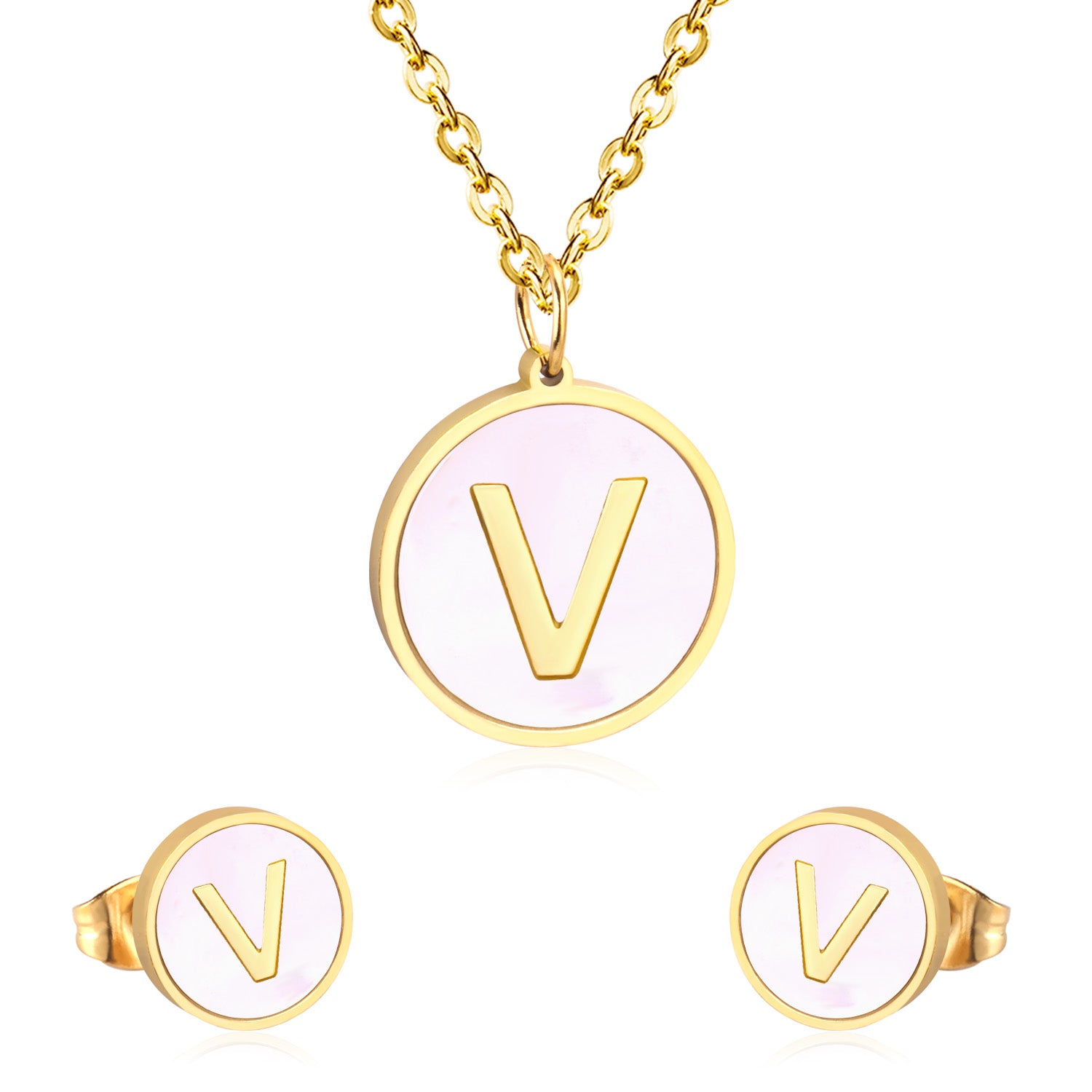 letter a jewelry gold stainless-V