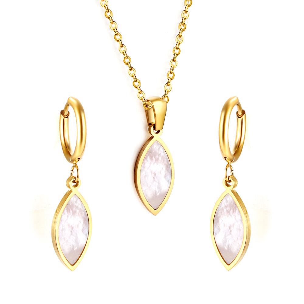 marquise mother pearl gold set