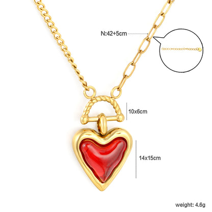 Edgy Asymmetrical Mixed Chain Meets Romantic Red Glass Heart Charm